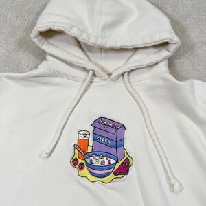 Cream Graphic Hoodie with Cereal Bowl Print